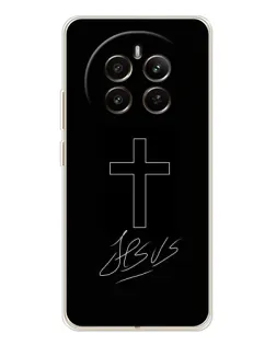 Чехол для Realme 12 с картинкой «Графический крест Jesus»