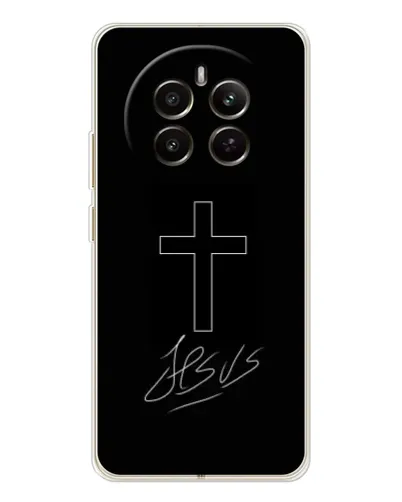 Чехол для Realme 12 с картинкой «Графический крест Jesus» Чехол для Realme 12 с картинкой «Графический крест Jesus»