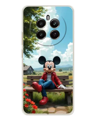 Чехол для Realme 12 с картинкой «Микки на скамейке»