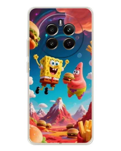 Чехол для Realme 12 с картинкой «Космический фастфуд»