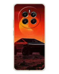Чехол для Realme 12 с картинкой «Cybertruck на Марсе»