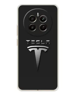 Чехол для Realme 12 с картинкой «Стальной логотип Tesla»