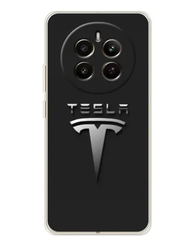 Чехол для Realme 12 с картинкой «Стальной логотип Tesla»