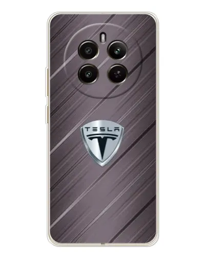 Чехол для Realme 12 с картинкой «Металлическая текстура Tesla»
