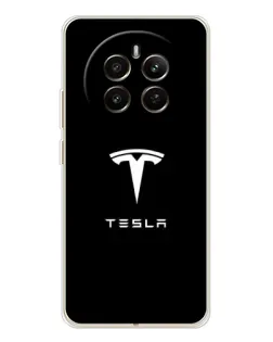 Чехол для Realme 12 с картинкой «Tesla White Logo»