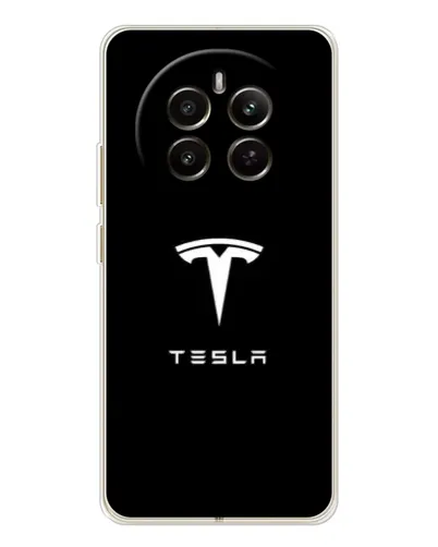 Чехол для Realme 12 с картинкой «Tesla White Logo»