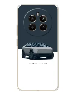 Чехол для Realme 12 с картинкой «Серебристый Cybertruck Tesla»