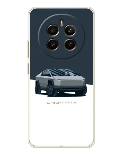 Чехол для Realme 12 с картинкой «Серебристый Cybertruck Tesla»