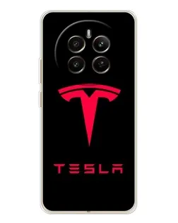 Чехол для Realme 12 с картинкой «Tesla Red Logo»