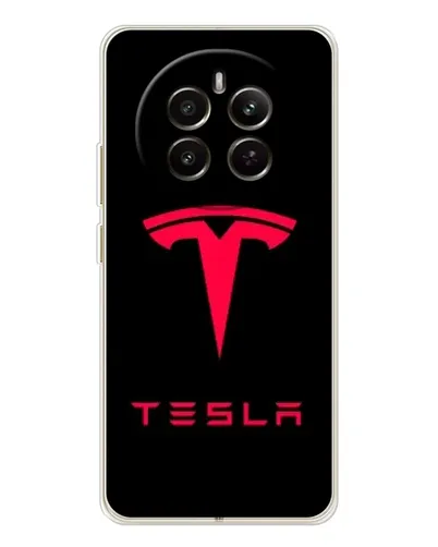 Чехол для Realme 12 с картинкой «Tesla Red Logo»