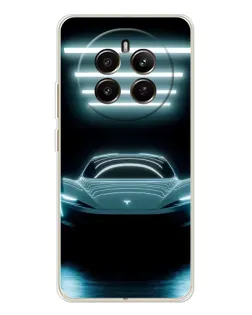 Чехол для Realme 12 с картинкой «Tesla в неоне»