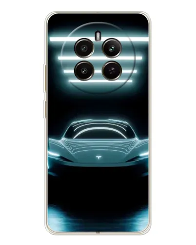 Чехол для Realme 12 с картинкой «Tesla в неоне»