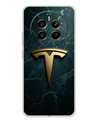 Чехол для Realme 12 с картинкой «Мраморная Tesla Gold»