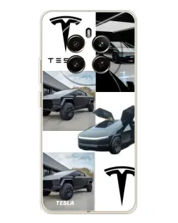 Чехол для Realme 12 с картинкой «Коллаж Cybertruck Tesla»