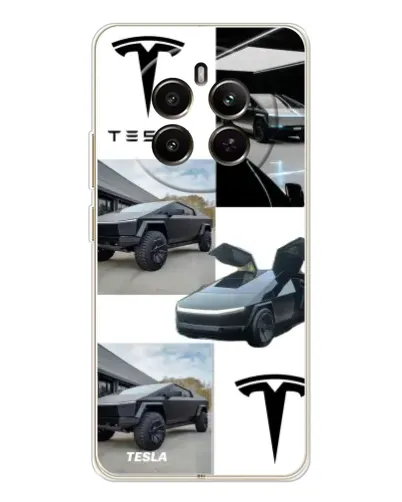 Чехол для Realme 12 с картинкой «Коллаж Cybertruck Tesla»