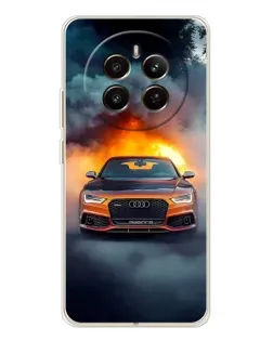 Чехол для Realme 12 с картинкой «Audi в огненном дыму»