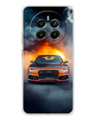 Чехол для Realme 12 с картинкой «Audi в огненном дыму»