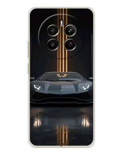 Чехол для Realme 12 с картинкой «Lamborghini золотые линии»