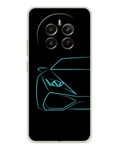 Чехол для Realme 12 с картинкой «Голубой силуэт Lamborghini»