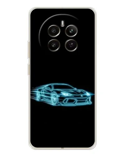 Чехол для Realme 12 с картинкой «Неоновый контур Lamborghini»