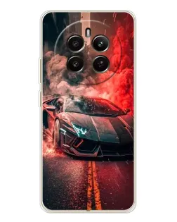 Чехол для Realme 12 с картинкой «Lamborghini красный дым»