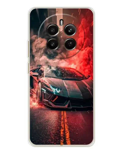 Чехол для Realme 12 с картинкой «Lamborghini красный дым»