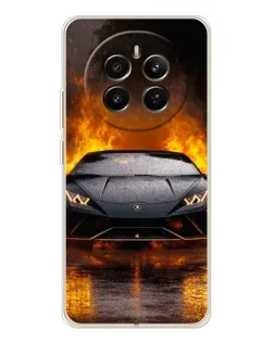 Чехол для Realme 12 с картинкой «Lamborghini в огне»