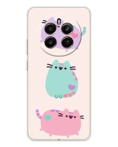 Чехол для Realme 12 с картинкой «Pusheen трио»