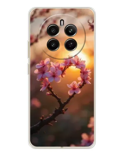 Чохол для Realme 12 з картинкою «Рожевий цвіт сердечко на тлі заходу» Чохол для Realme 12 з картинкою «Рожевий цвіт сердечко на тлі заходу»
