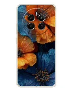 Чохол для Realme 12 з картинкою «Яскрава синьо-помаранчева флора»