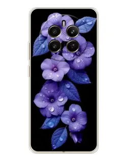 Чехол для Realme 12 с картинкой «Фиолетовые цветы с росою»
