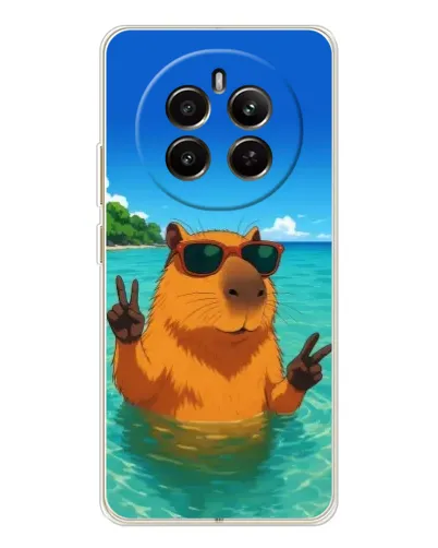 Чехол для Realme 12 с картинкой «Морская капибара»
