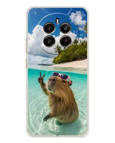 Чехол для Realme 12 с картинкой «Капибара на море»