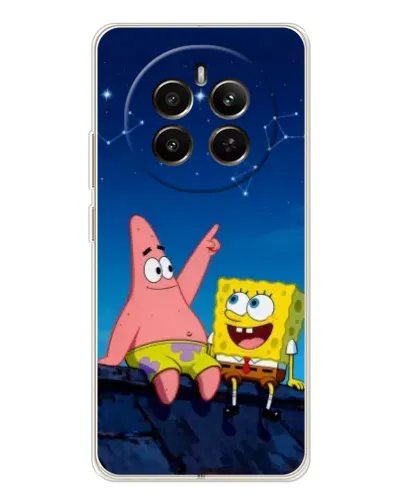 Чехол для Realme 13 4G с картинкой «Губка Боб и Патрик ночью»