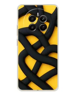 Чехол для Realme 13 4G с картинкой «Черное желтое переплетение»