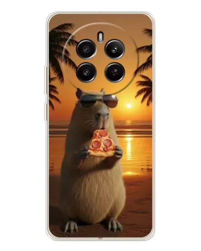 Чехол для Realme 13 4G с картинкой «Капибара с пиццей»