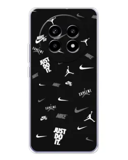 Чехол для Realme 13 Pro Plus с картинкой «Nike Black Pattern»