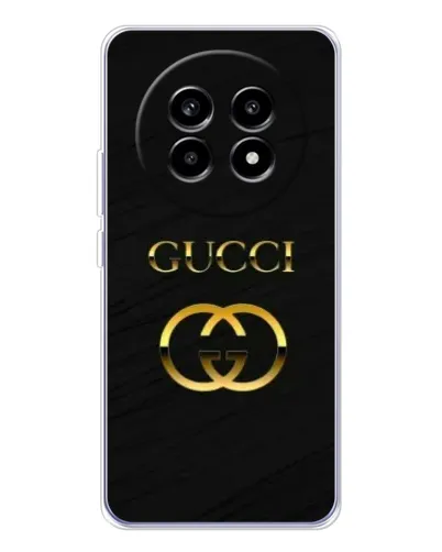 Чехол для Realme 13 Pro Plus с картинкой «Золотой логотип Gucci»