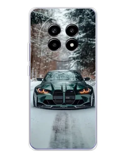 Чехол для Realme 13 Pro Plus с картинкой «BMW в зимнем лесу»