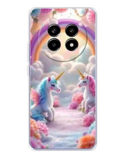 Чехол для Realme 13 Pro Plus с картинкой «Радуга и единороги»