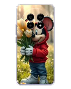 Чехол для Realme 13 Pro Plus с картинкой «Микки с тюльпанами»