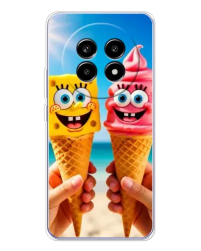 Чехол для Realme 13 Pro Plus с картинкой «Спанч Боб мороженое»