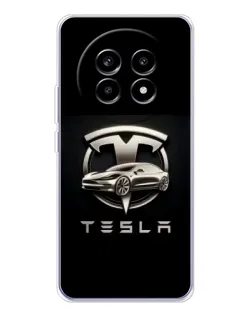 Чехол для Realme 13 Pro Plus с картинкой «Tesla — серебристое авто» Чехол для Realme 13 Pro Plus с картинкой «Tesla — серебристое авто»