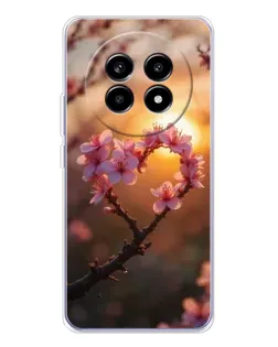 Чехол для Realme 13 Pro Plus с картинкой «Розовый цвет сердце на фоне заката» Чехол для Realme 13 Pro Plus с картинкой «Розовый цвет сердце на фоне заката»