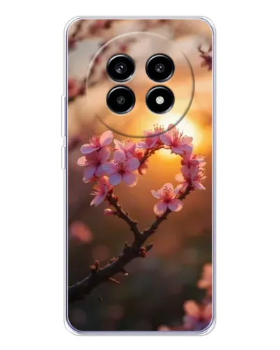 Чехол для Realme 13 Pro Plus с картинкой «Розовый цвет сердце на фоне заката» Чехол для Realme 13 Pro Plus с картинкой «Розовый цвет сердце на фоне заката»