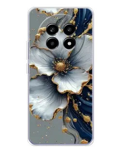 Чехол для Realme 13 Pro Plus с картинкой «Белый цветок и золотой флюид» Чехол для Realme 13 Pro Plus с картинкой «Белый цветок и золотой флюид»