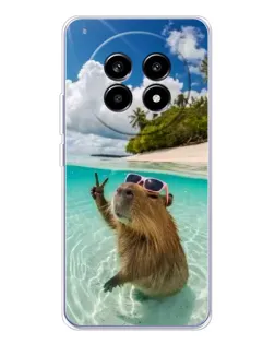 Чехол для Realme 13 Pro Plus с картинкой «Капибара на море»