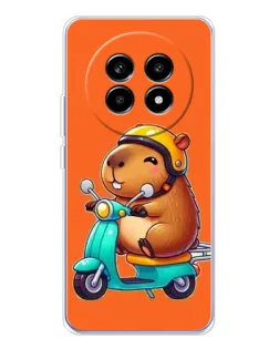 Чехол для Realme 13 Pro Plus с картинкой «Капибара на скутере»