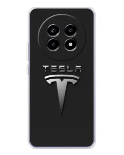 Чехол для Realme 13 Pro с картинкой «Стальной логотип Tesla»