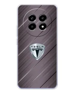 Чехол для Realme 13 Pro с картинкой «Металлическая текстура Tesla»